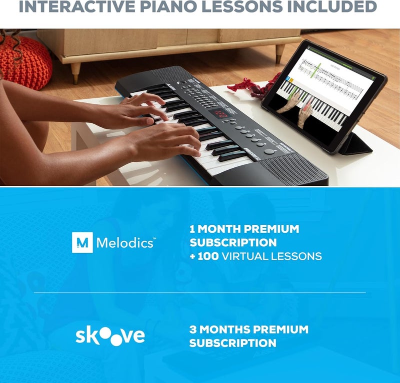 Alesis ميلودي 32 – بيانو رقمي كهربائي مع 32 مفتاح، مكبرات صوت، 300 صوت، 300 إيقاع، 40 أغنية، اتصال USB-MIDI ودروس بيانو - Image 5